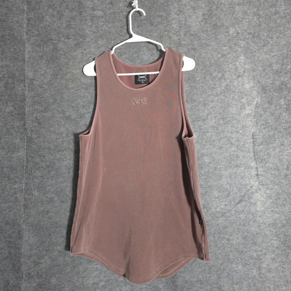 ASRU Tank Top Men Small Mauve Relentless Pursuit Curved Hem Technical Sportswear